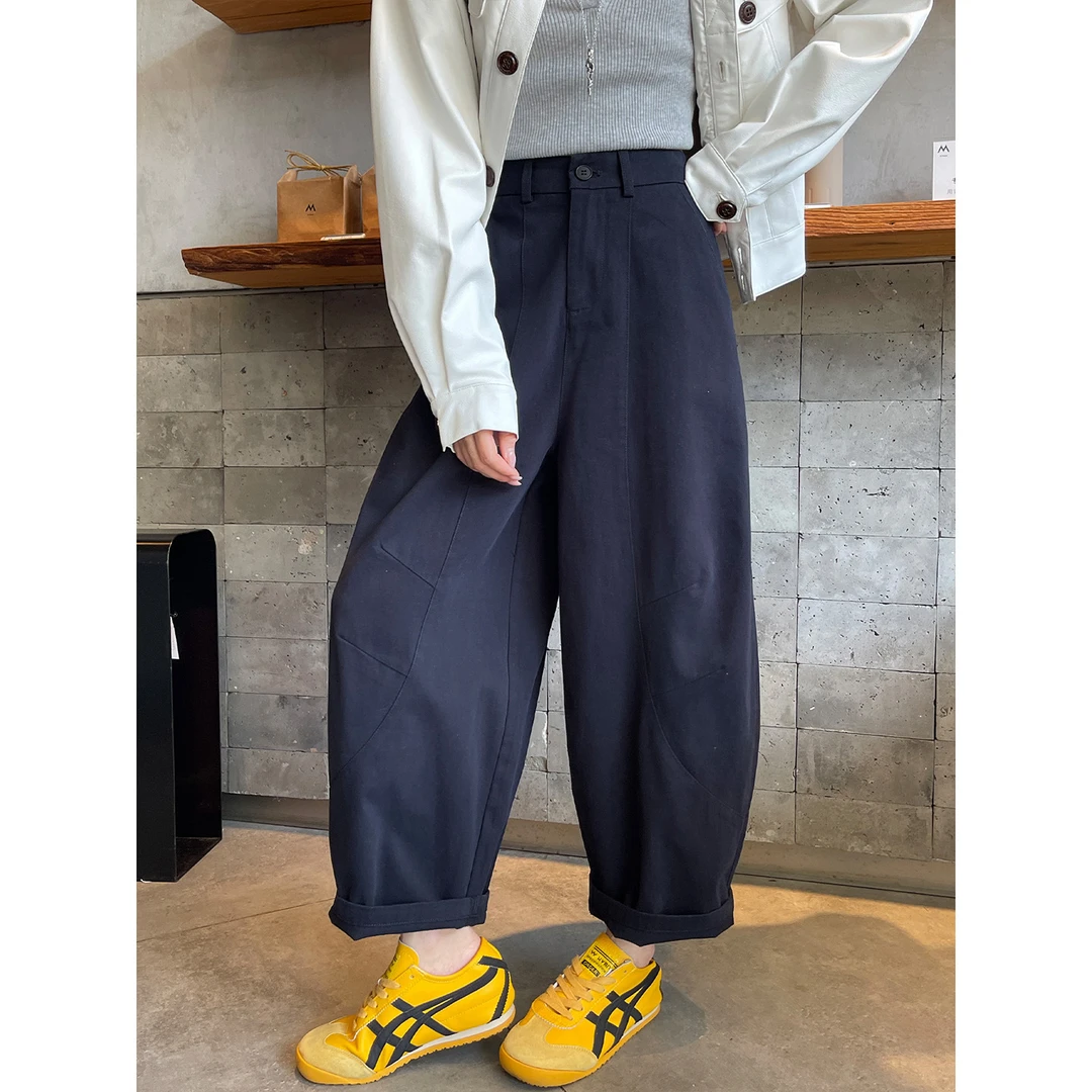 2025春秋爆款女款弯刀阔腿裤女休闲百搭宽松慵懒风哈伦九分香蕉裤