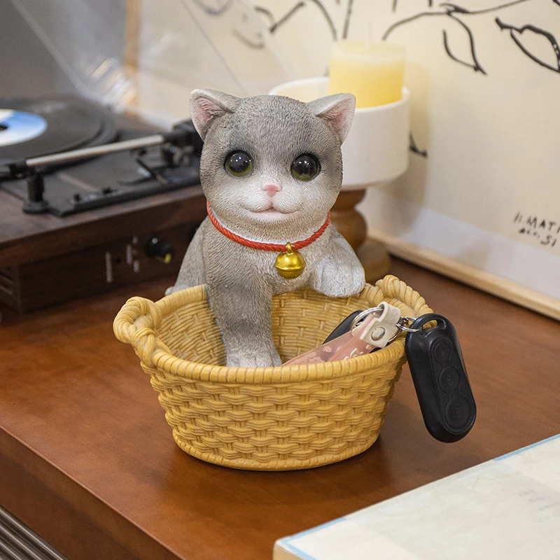 客厅玄关可爱猫收纳摆件钥匙摆放台桌面酒柜办公室装饰品乔迁礼物