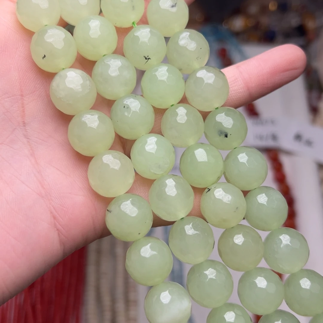 玛瑙/玉髓合金珠宝半成品W479。13.2mm葡萄玉刻面圆珠一条