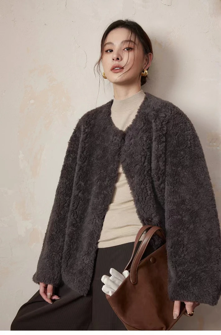 【W_ting】2025新款两色气质羊毛外套12318
