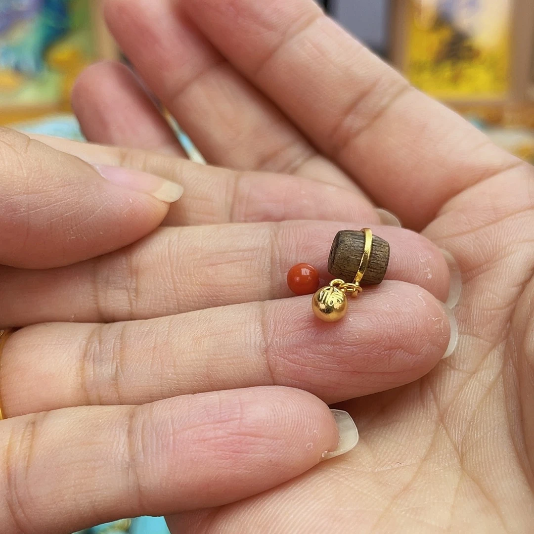 吊坠(不含链)银S925镀金镶嵌南红玛瑙