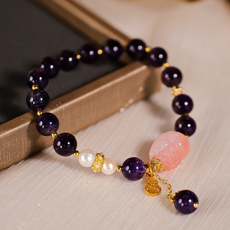 精致单圈紫水晶盐源貔貅手链 多样性发一-5833