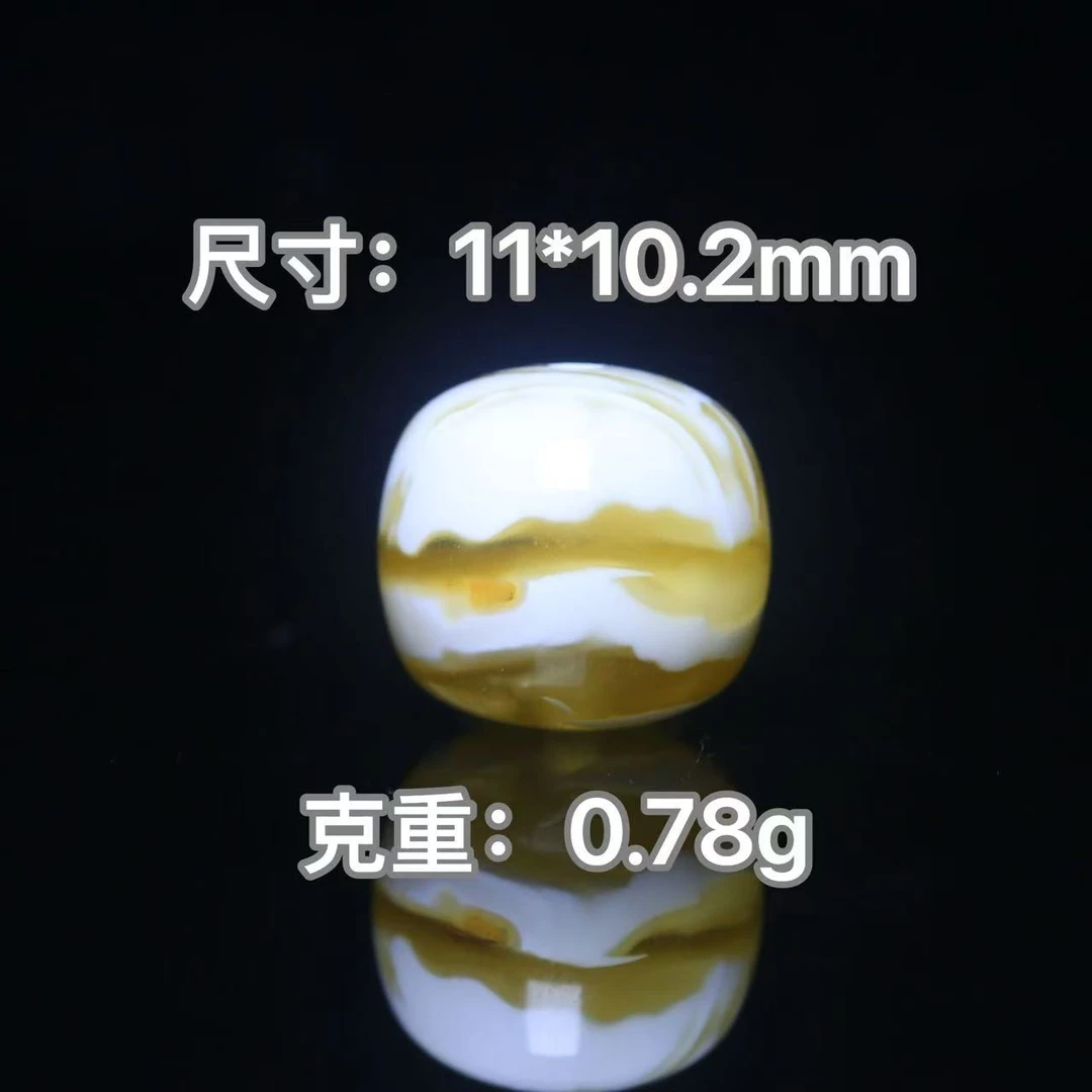 11mm*10.2mm金漆白溶洞虎皮手工老型天然蜜蜡文玩DIY配饰