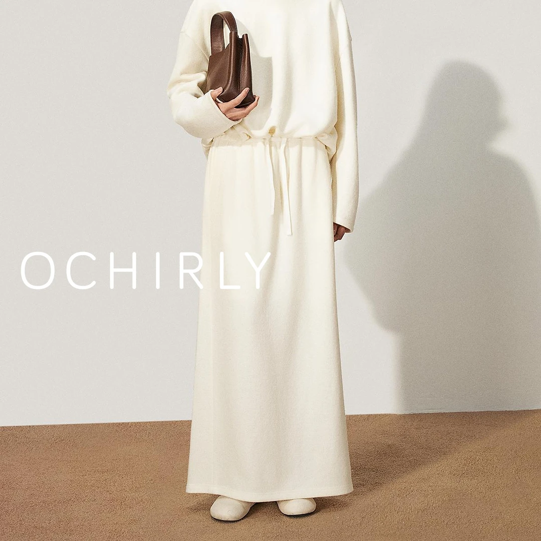 OCHIRLY欧时力 天丝羊毛针织半身裙长款直筒裙气质2025春季新品