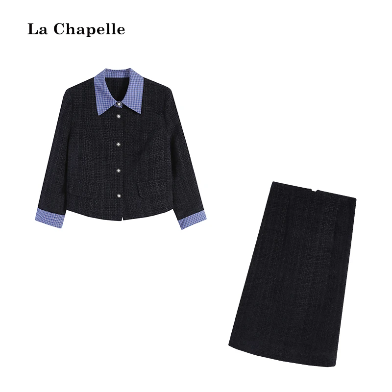 拉夏贝尔Homme/【冬季恋歌】藏青色上衣+长半裙两件套LA5ZL112676