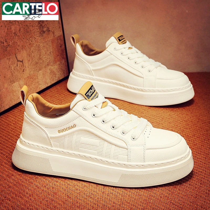 卡帝乐鳄鱼板鞋男鞋秋季2025新款百搭款皮款休闲运动小白鞋子男士