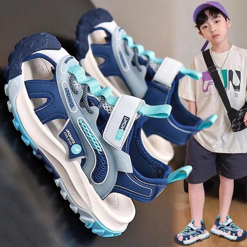 ABC凉鞋男童夏款2025新款软底运动沙滩鞋儿童鞋凉拖男孩包头凉鞋