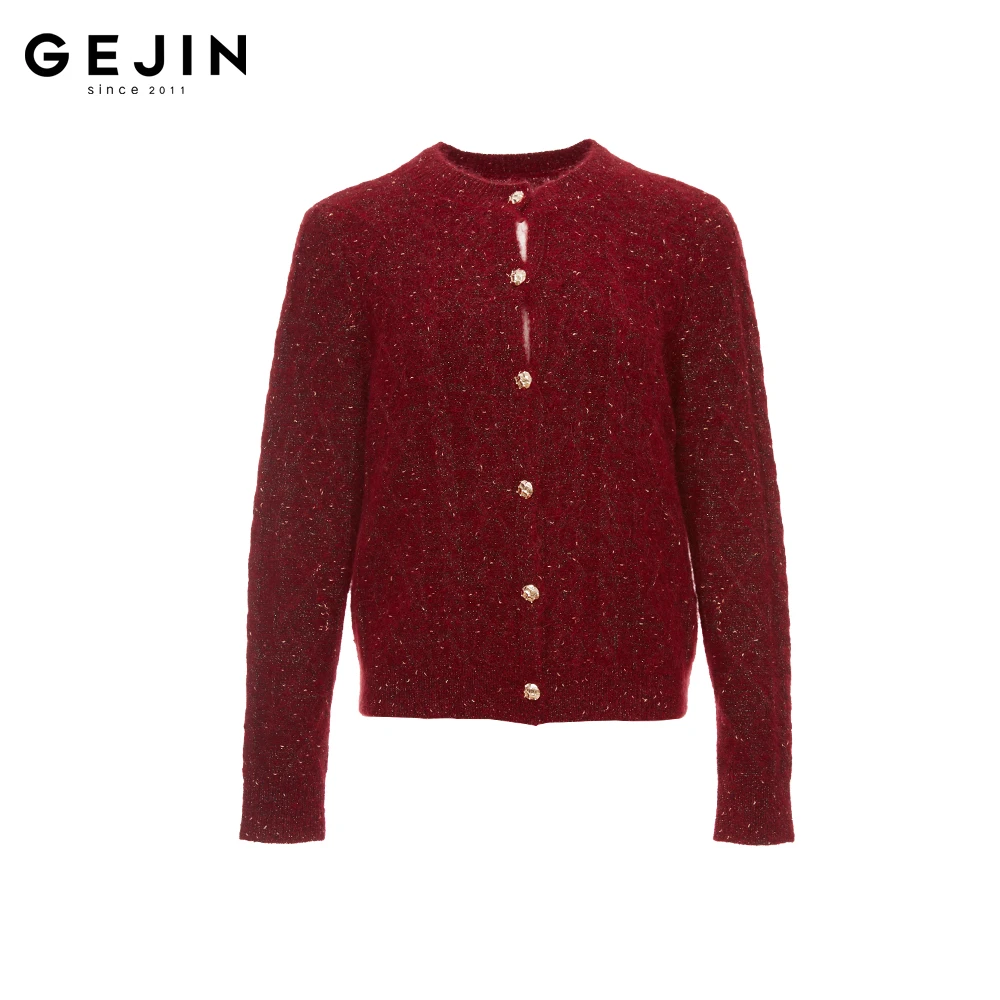 GEJIN/歌锦2025早春新款轻奢时尚气质百搭红色毛衫9112560060