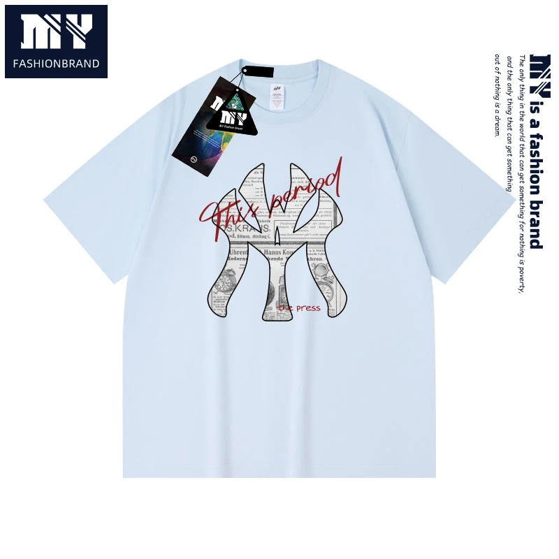 MY男士新款休闲装时尚日系纯棉T恤夏季印花潮流短袖学生情侣上衣