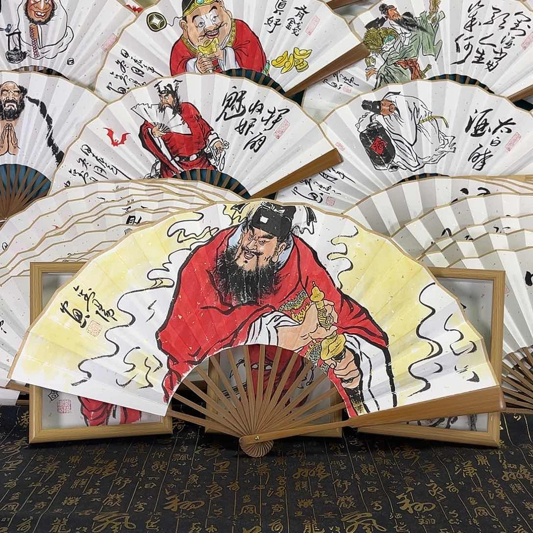 国画溜*玩手绘折扇一把