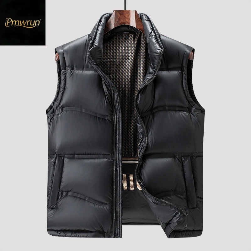 黑金羽绒马甲男款冬季高端时尚立领保暖加厚外套无袖休闲潮流马夹