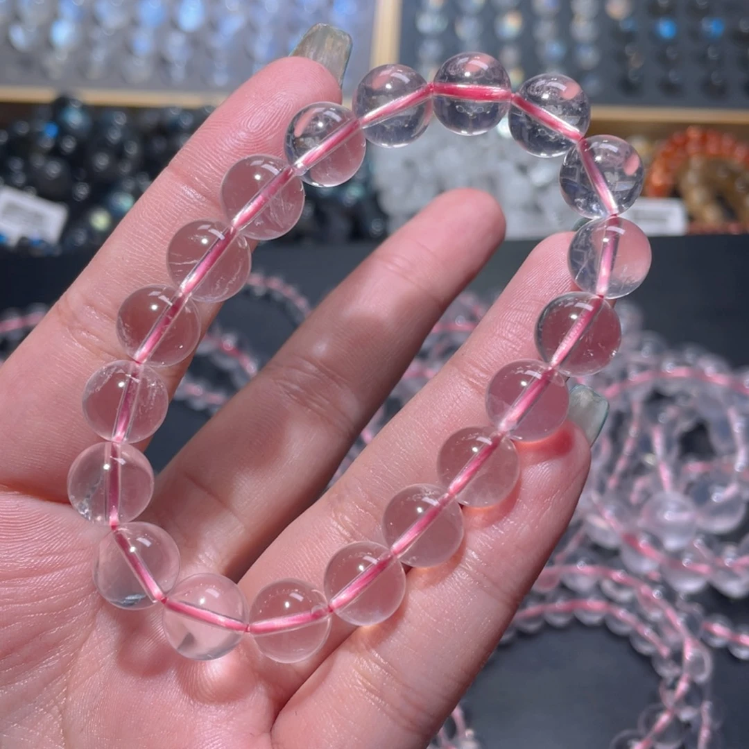 一***醒手链水晶未镶嵌粉水晶手链10.5mm