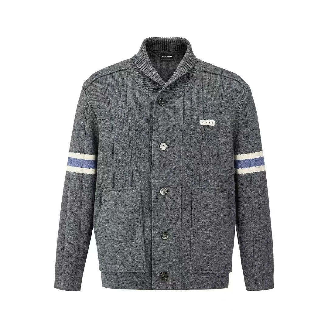 GOODBRAND 2025FW GOOD提花撞色条纹翻领开衫毛衣轻奢男女同款