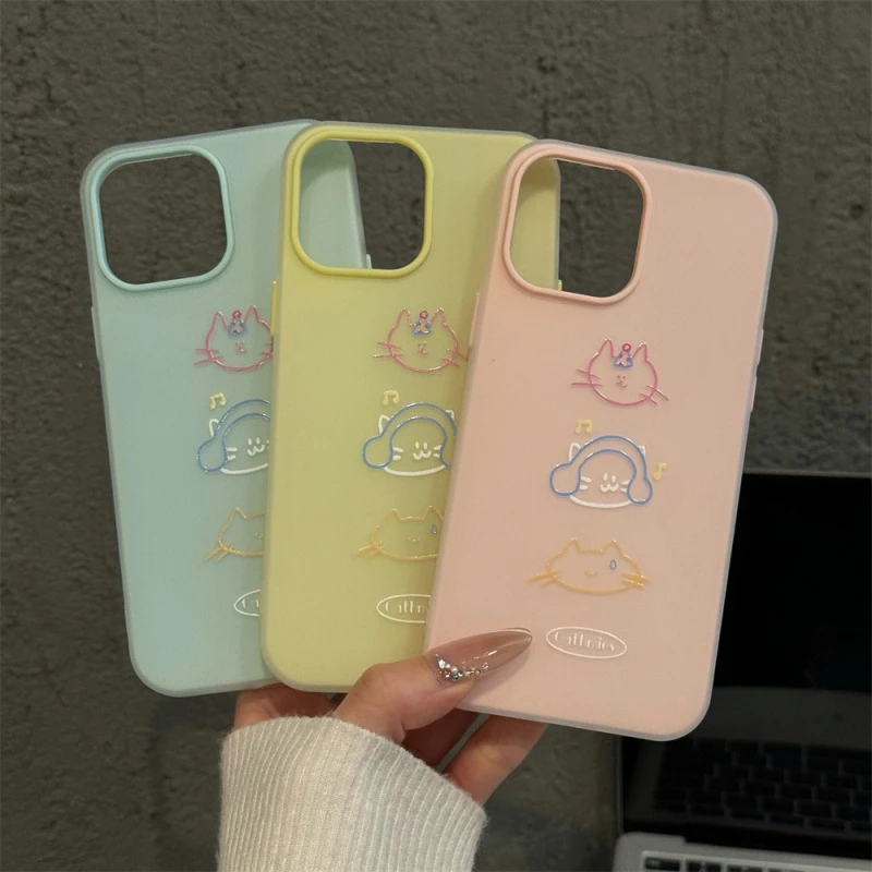 ins三只猫头像适用苹果16pro创意iPhone15果冻手机壳可爱防摔华为