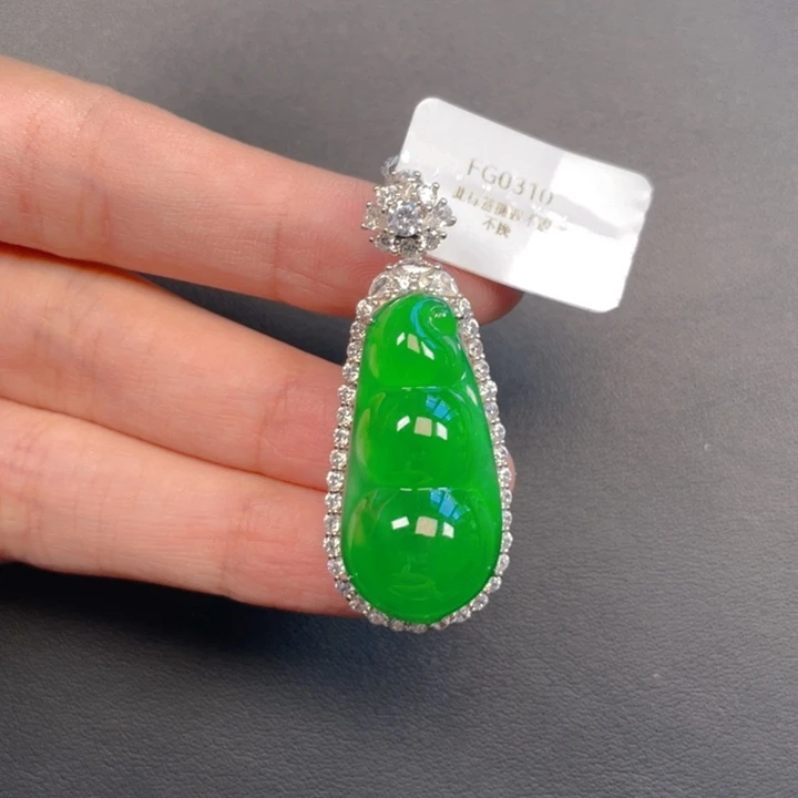 翡翠银S925镶嵌吊坠(不含链)