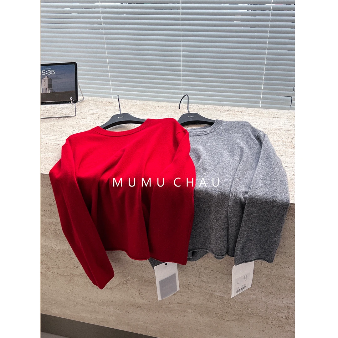现货「MUMU CHAU」【凛冬恋歌】纯色羊毛女冬长袖圆领毛衣LD58407童