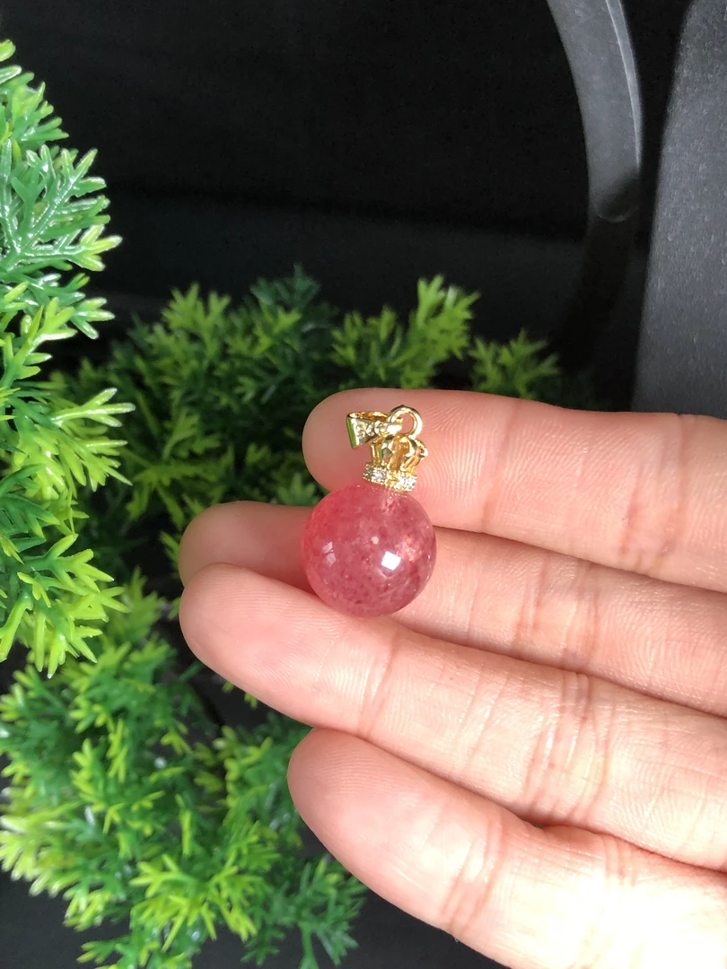 粉水晶时尚美观适合佩戴含链