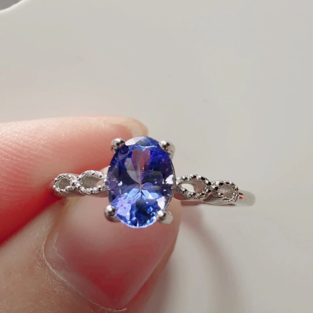 坦桑石戒指银S925镶嵌冬*聆