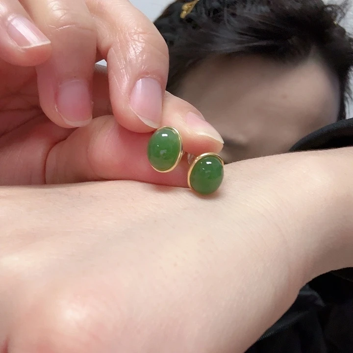 银S925镶嵌和田玉耳饰仓库