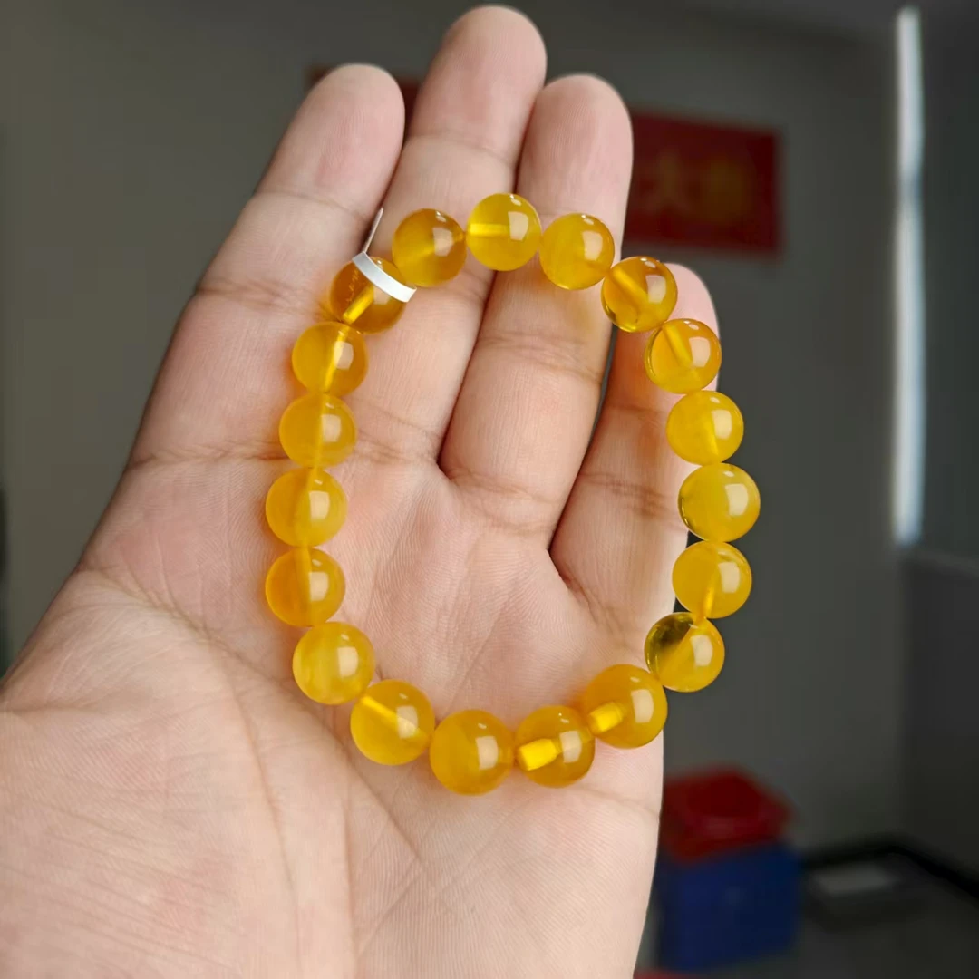 约10mm俄料金绞蜜圆珠单圈手串