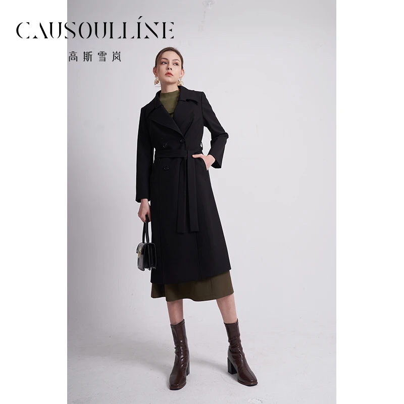 高斯雪岚【春装新品】时尚气质显瘦春季长款风衣外套 24112082