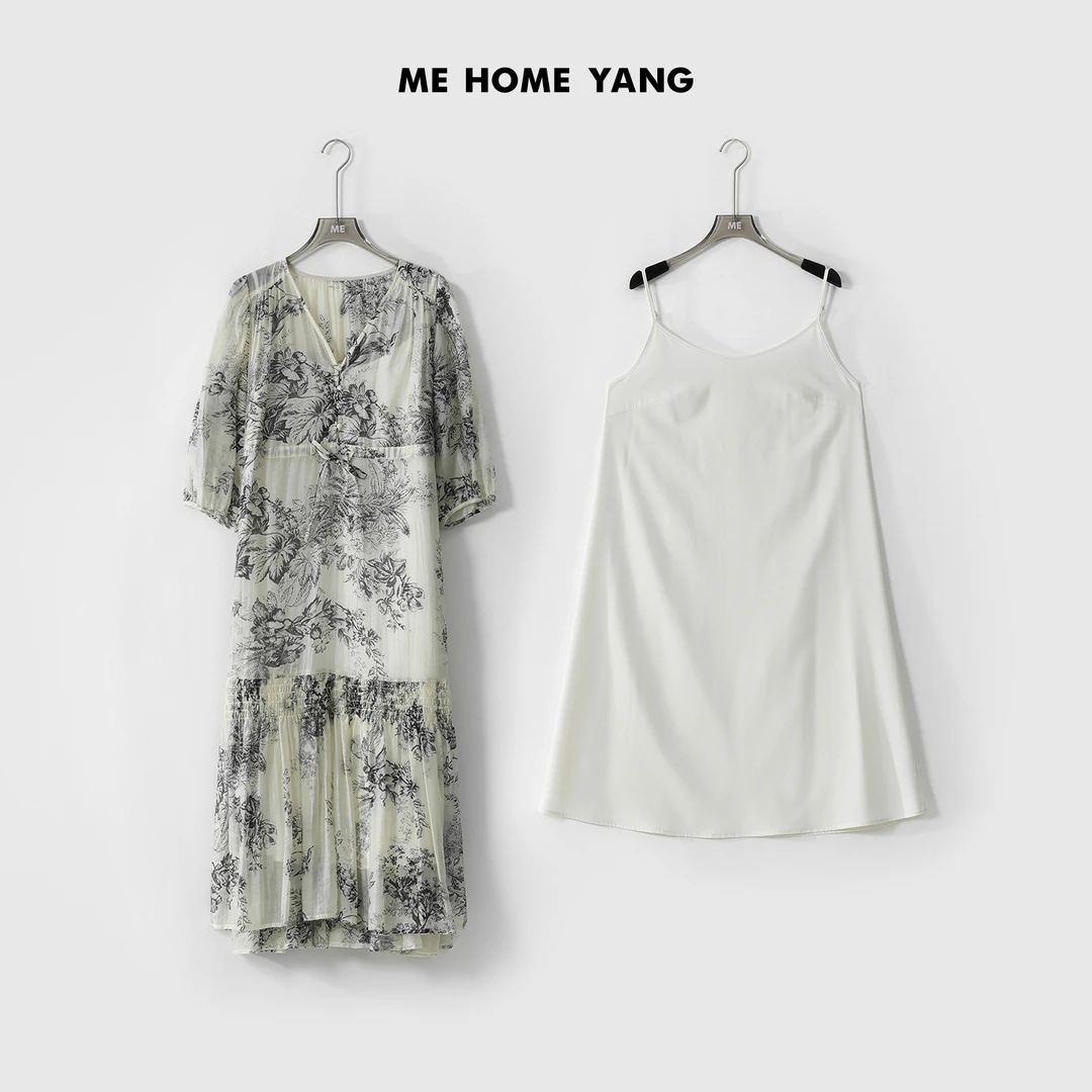 ME【植物花卉】夏季新款女士显瘦气质连衣裙MEQS2623含吊带