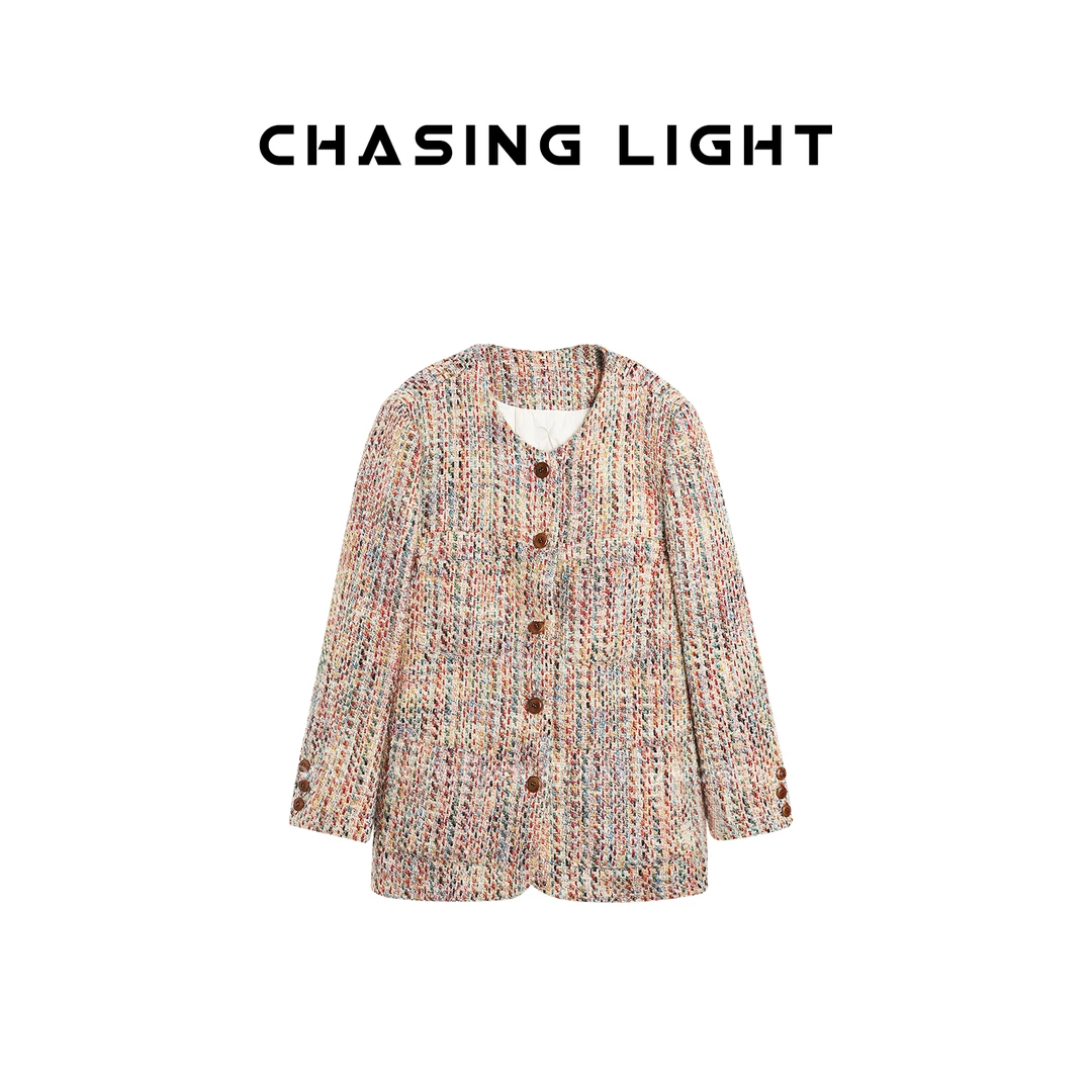 “心动crush彩色小香羽绒服”一眼心动 彩色编织重工羊毛羽绒服/2号
