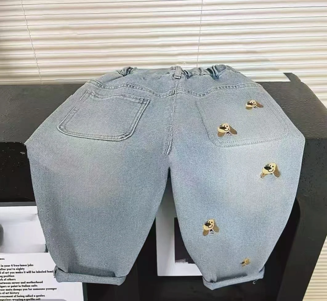 儿童春款牛仔裤2025新款儿童装刺绣老爹裤宝宝帅气百搭外穿长裤