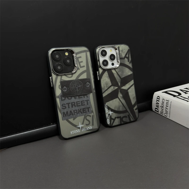 潮酷石头岛电镀磨砂壳适用iPhone16promax手机壳苹果15潮牌14防摔