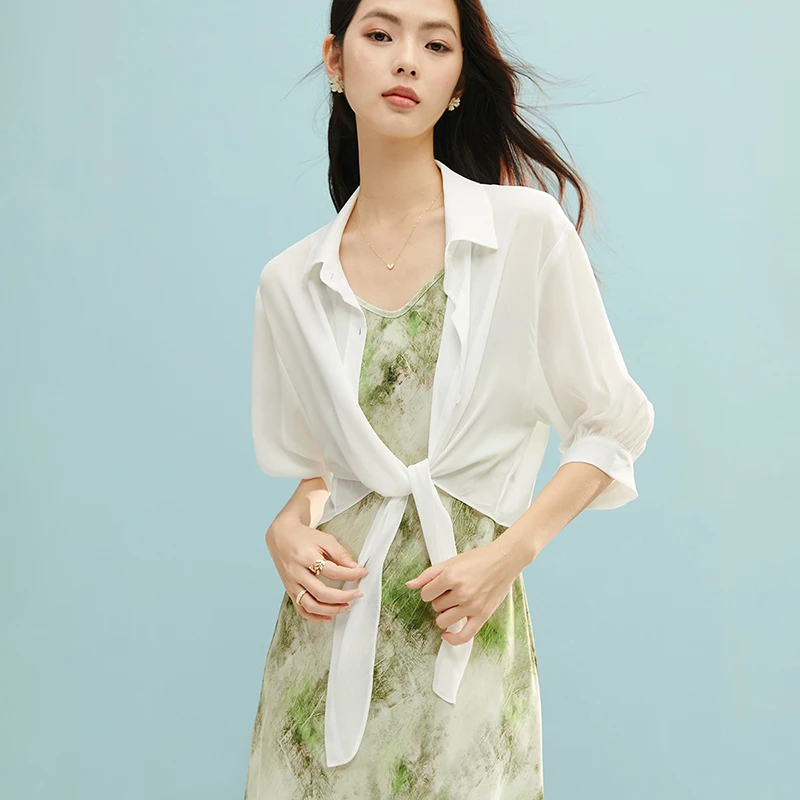 晚白【新品】2025松弛感遮阳衫上衣衬衫女25031733