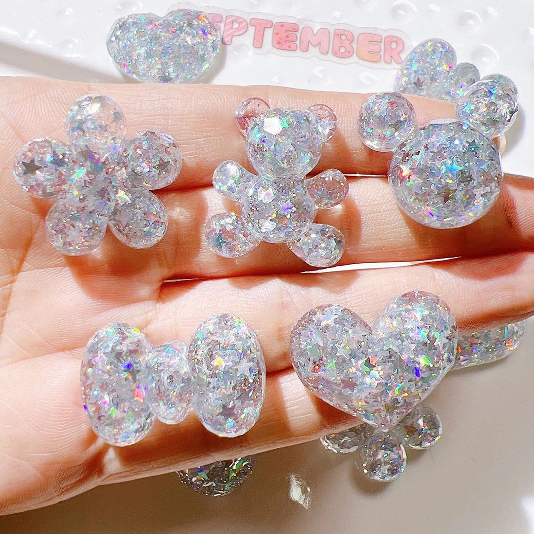 ab胶树脂贴片手工材料奶油胶手机壳diy发夹发饰亮片五角星熊