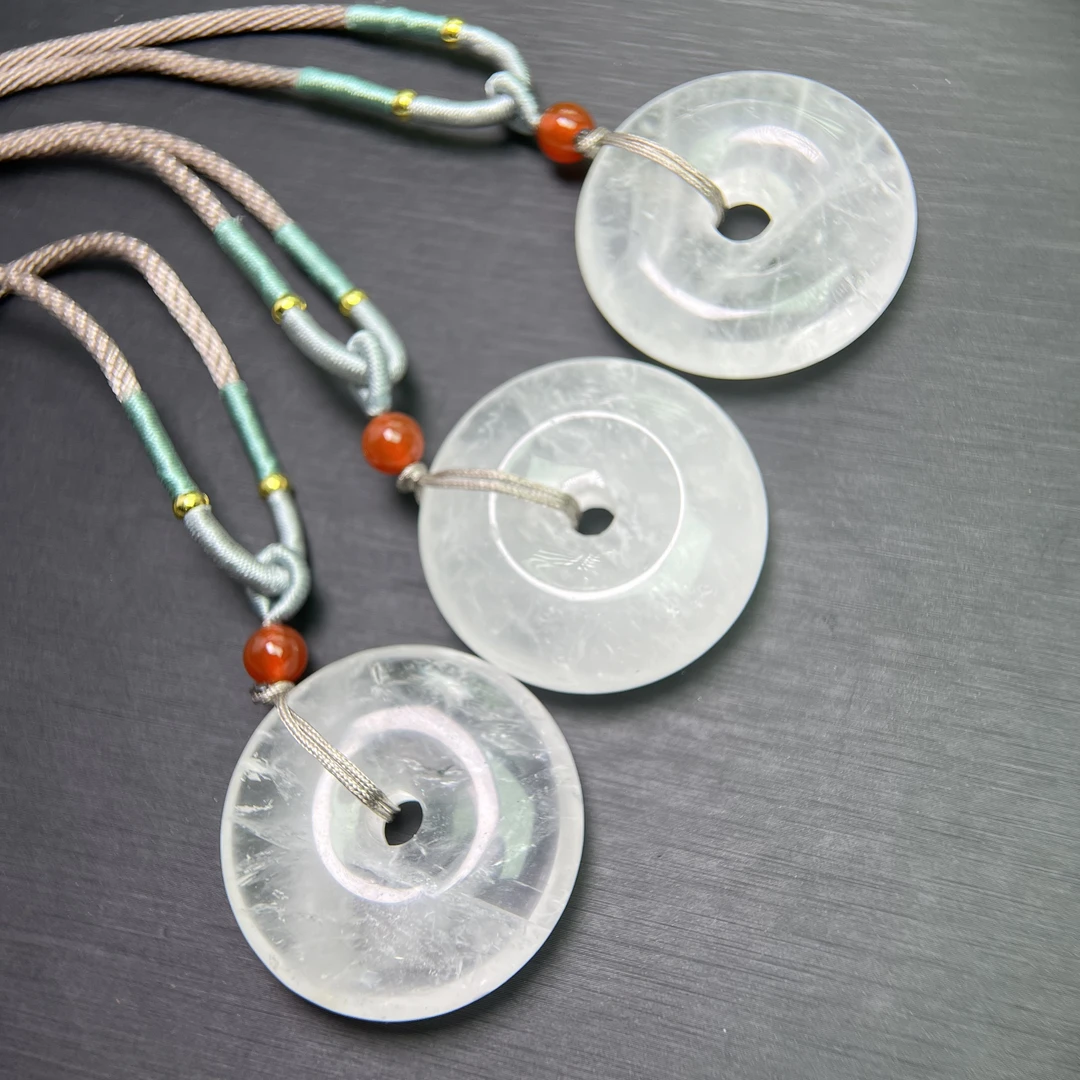 白水晶白幽灵平安扣吊坠约11*35mm（多样性发货，发其一）YSZB-5675