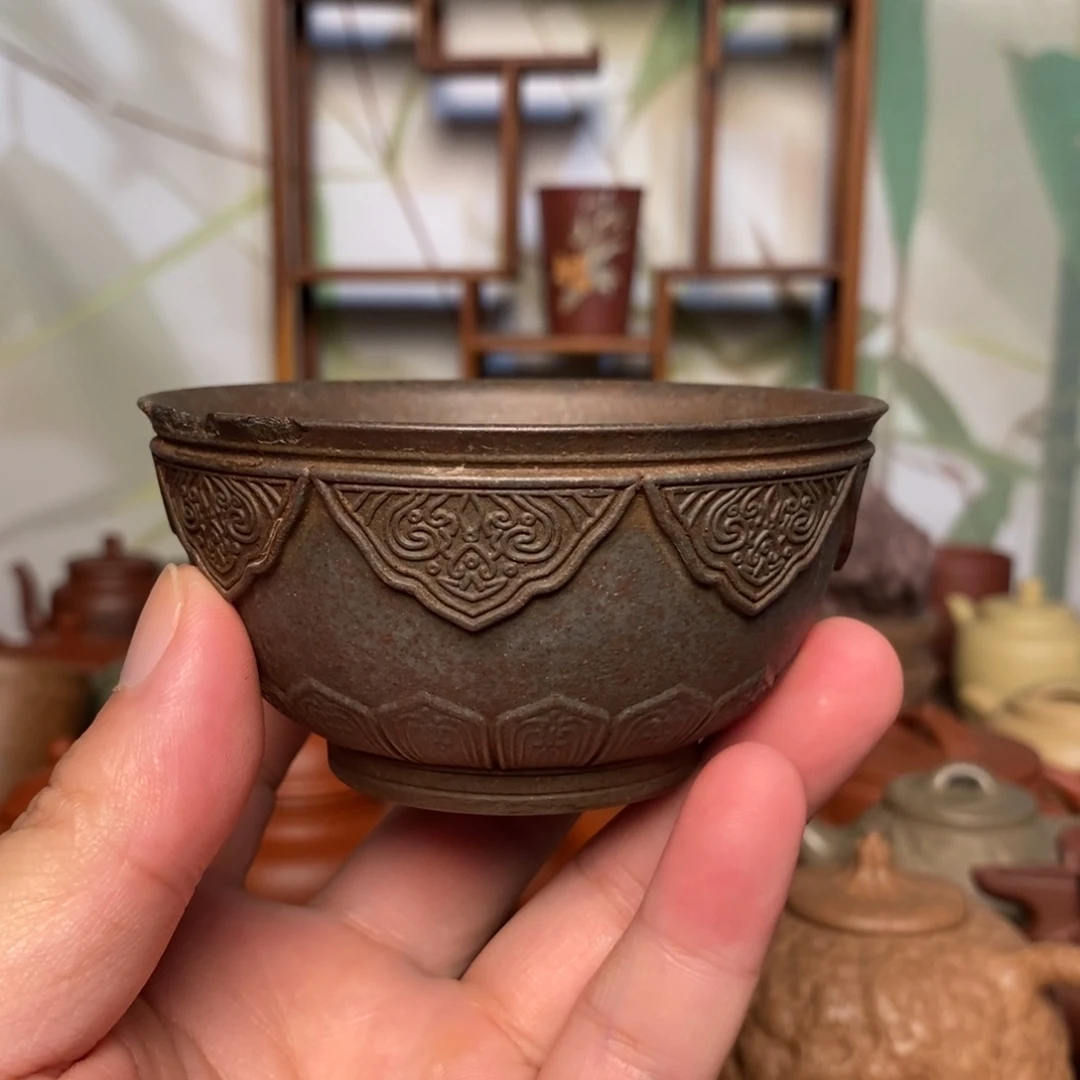 茶壶紫砂亏米处理贴花柴烧窑变主人杯