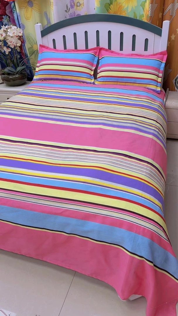 加厚款多尺寸多花型床单 枕套 细纱四季布吸汗透气