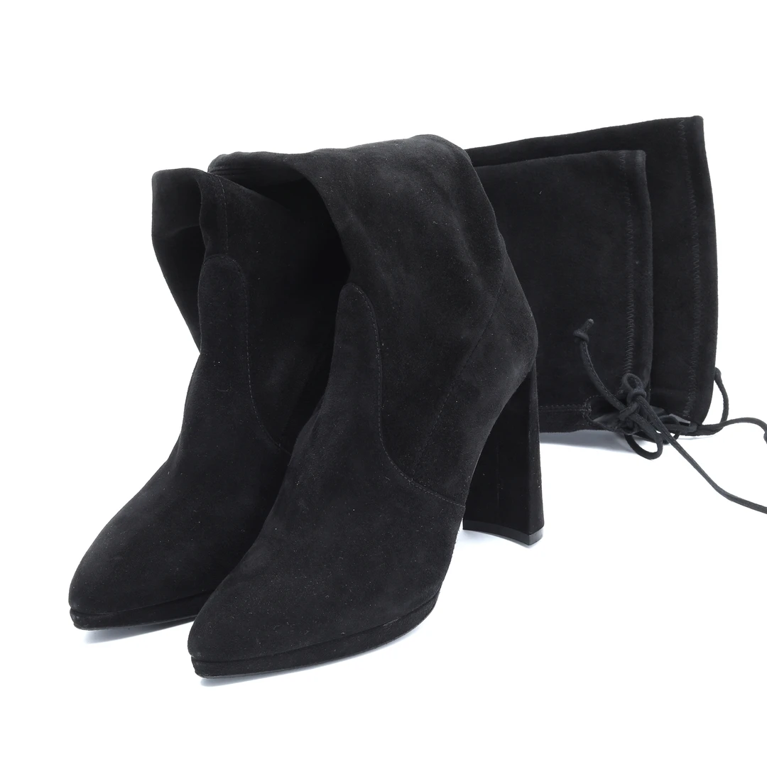 StuartWeitzman思缇韦曼 女士绑带翻毛绒时尚高跟长筒靴UL28764