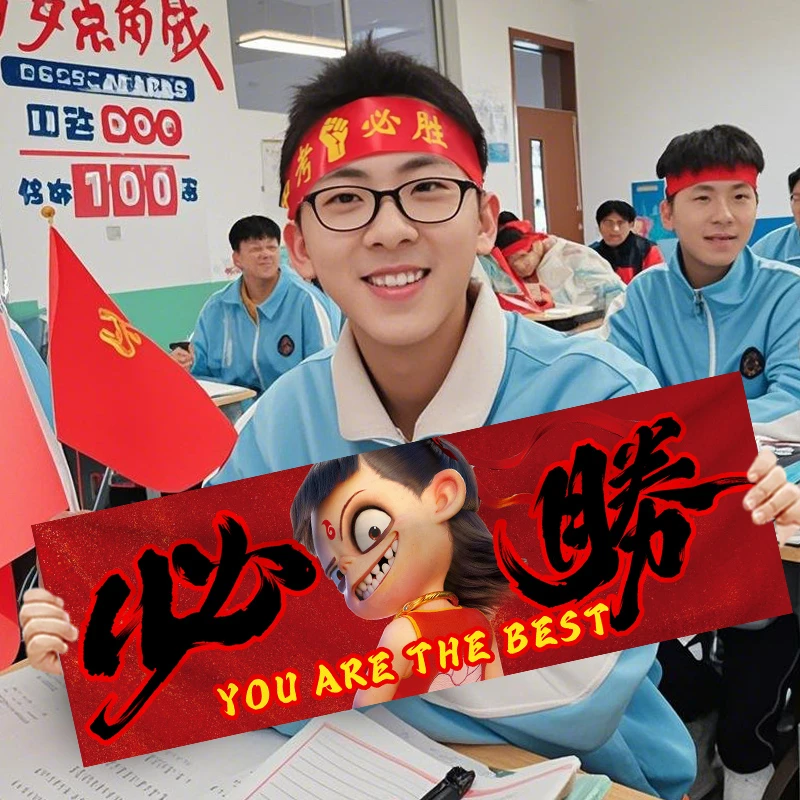 哪吒中高考励志条幅高三班级教室装饰敖丙申公豹百日誓师创意横幅