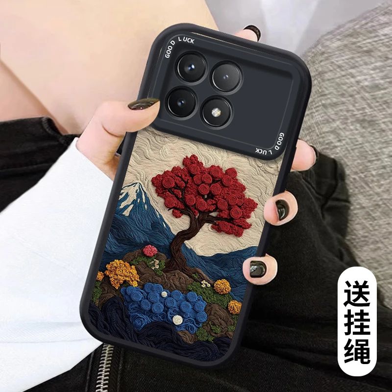 山川玫瑰适用红米k80手机壳k50电竞新款k70高级至尊版小众pro气质