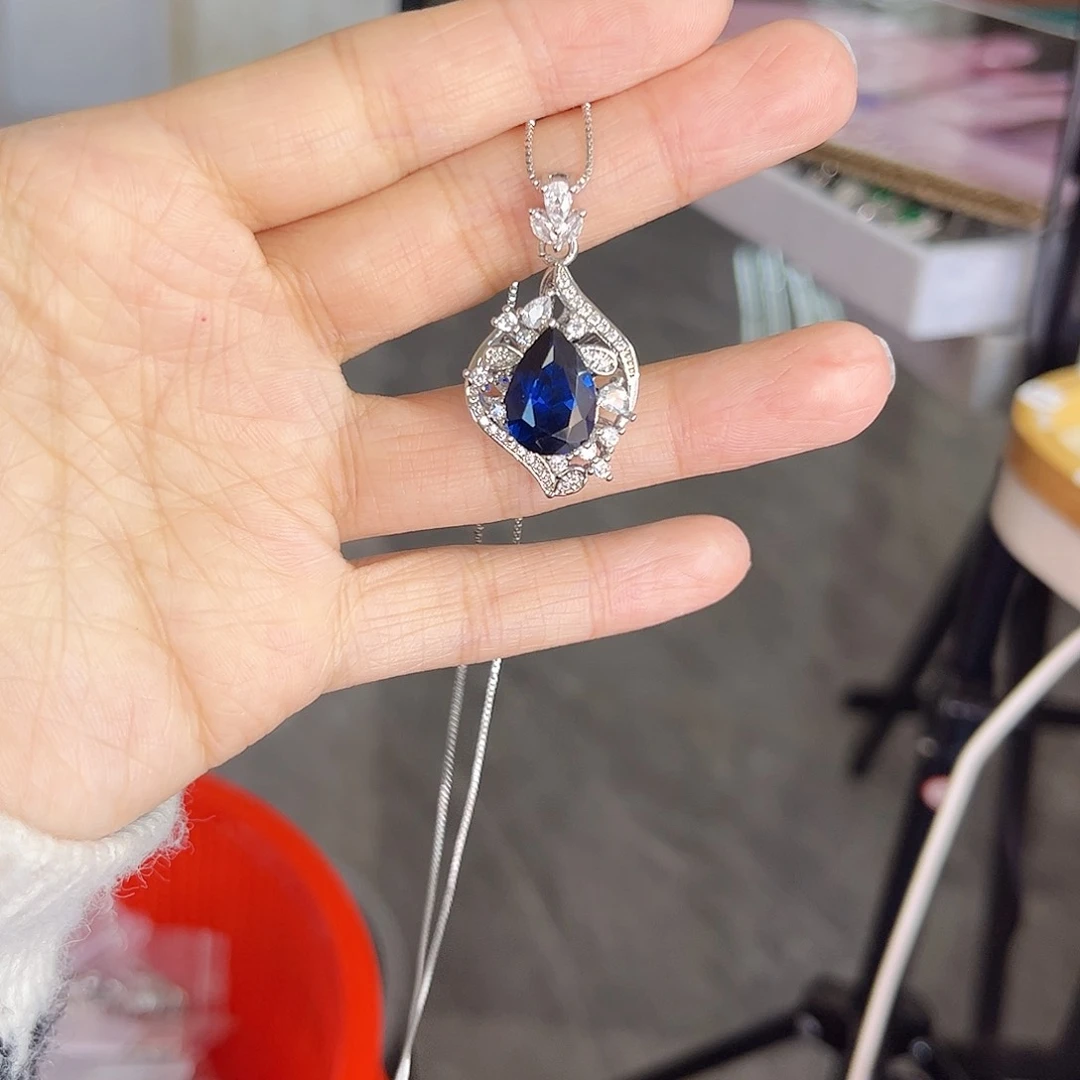 颈饰蓝宝石银S925镶嵌