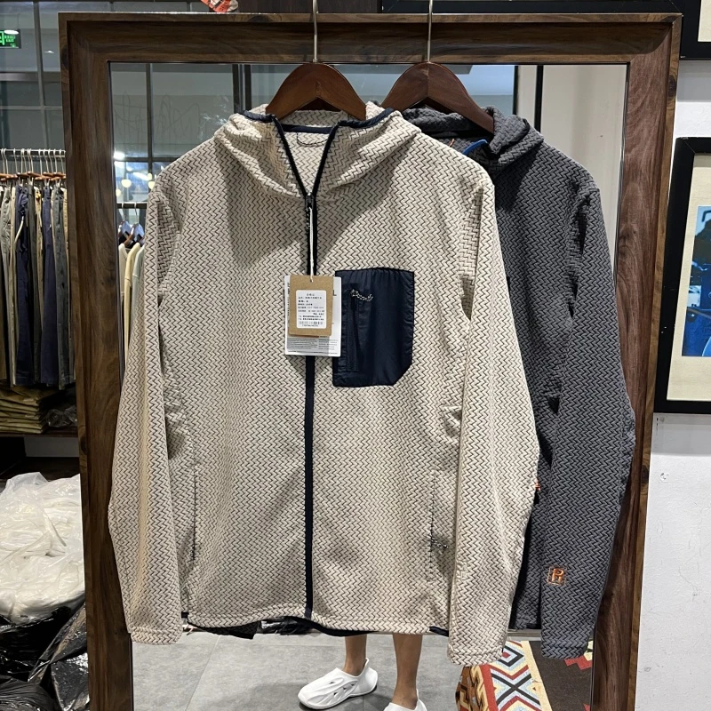 户外拼接口袋运动连帽卫衣外套男女款透气排汗休闲外套