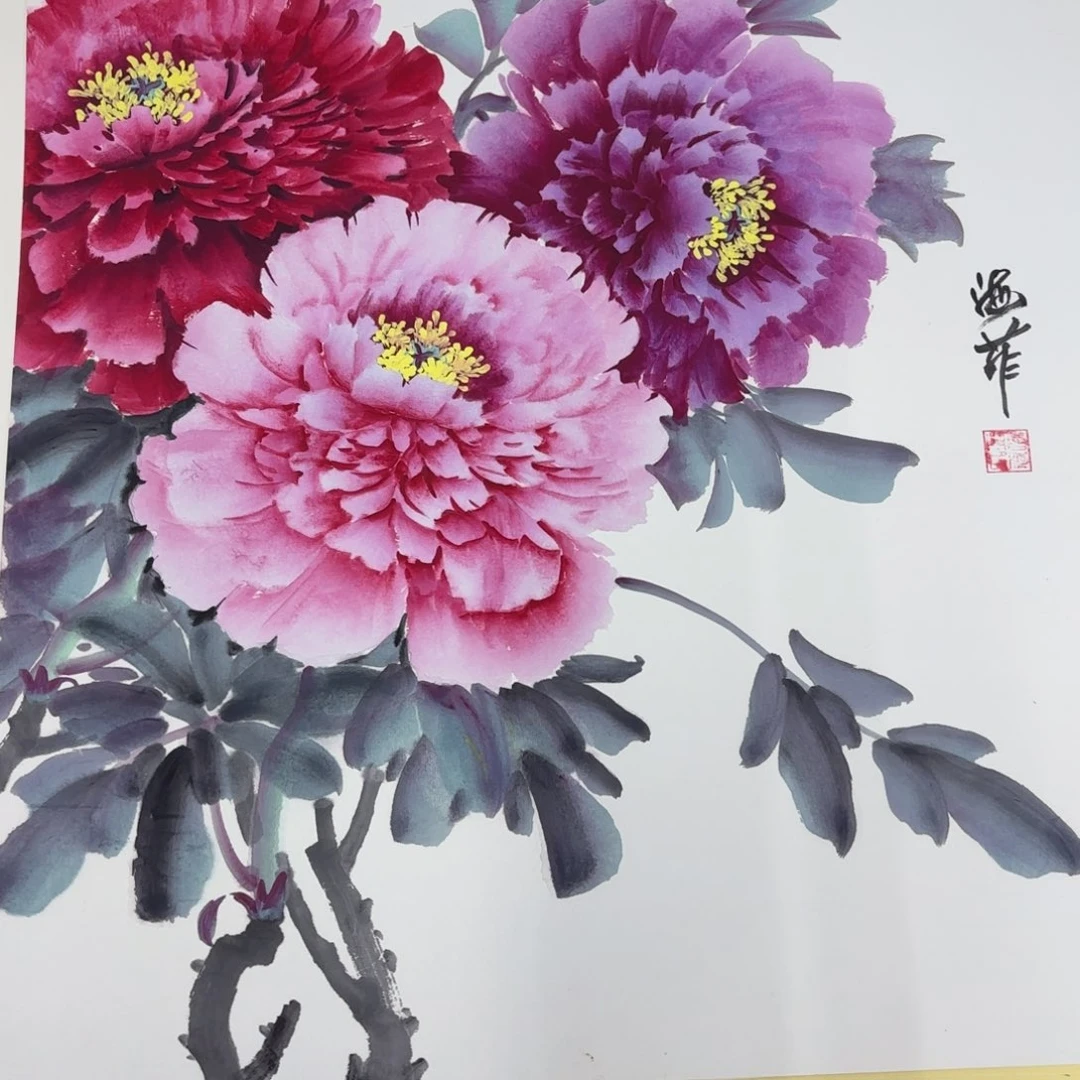 书法斗方卡纸花鸟