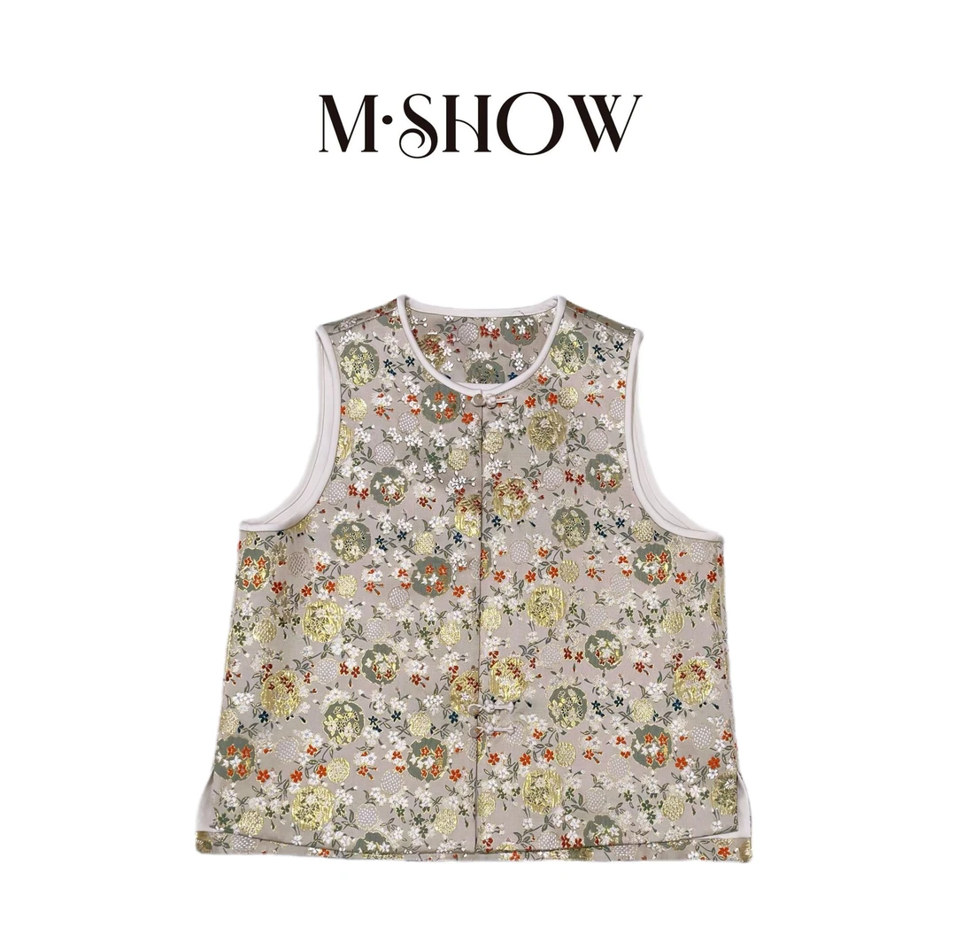 【繁花似锦】宋锦桑蚕丝百搭时尚提花真丝马甲506M