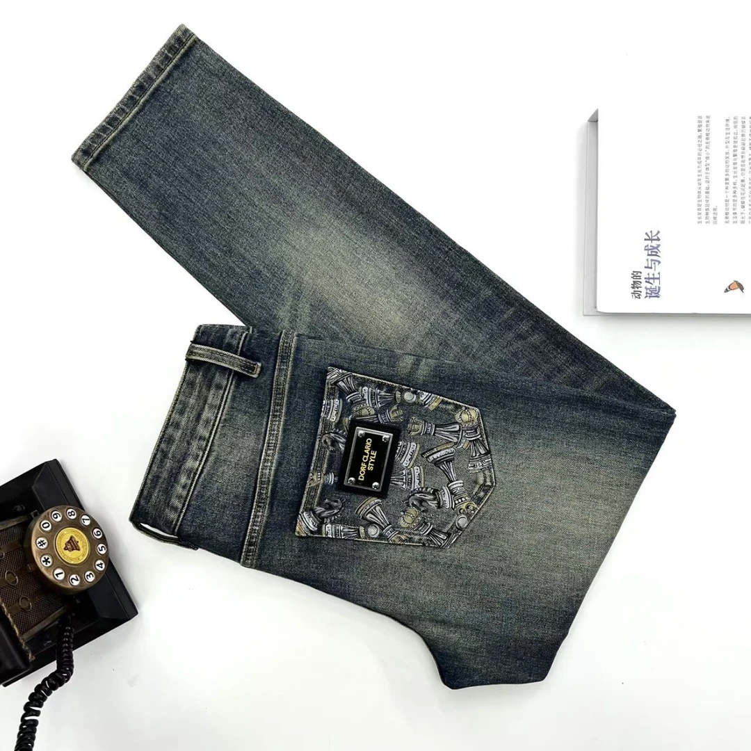 秋季新款7026-69轻奢时尚百搭弹力欧版小直筒男士牛仔裤