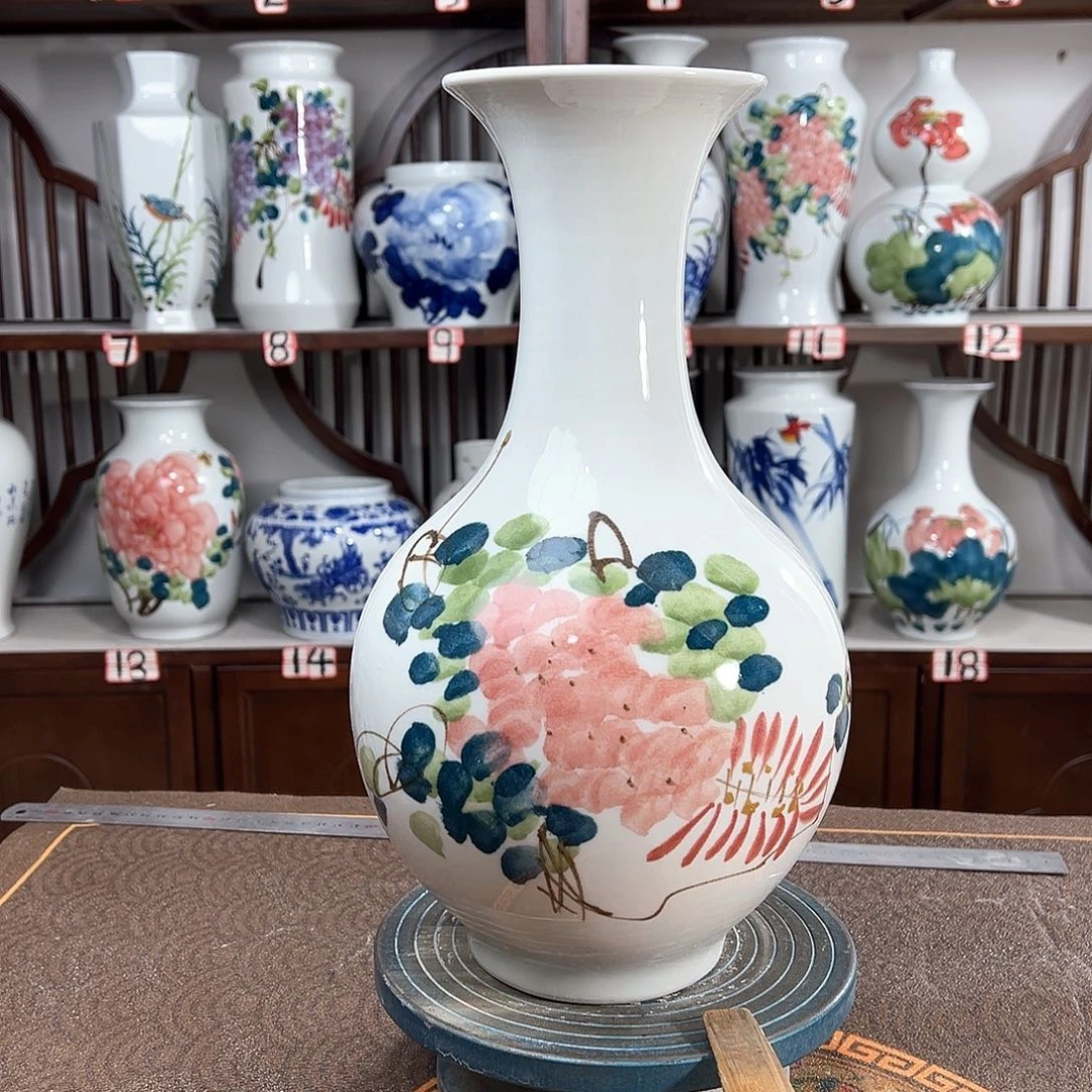 摆件景德镇陶瓷赏红紫