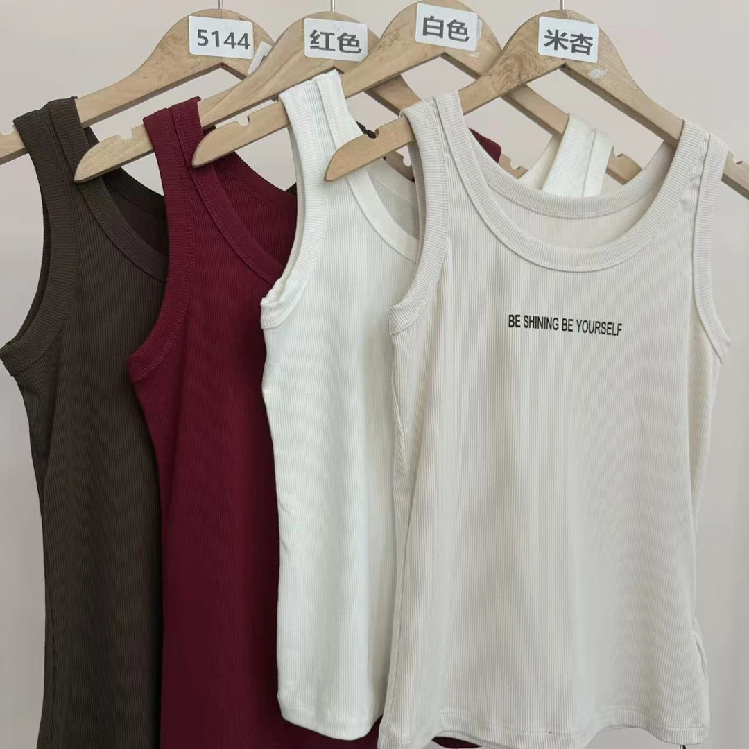 5144号1003#韩系圆领印花简约休闲印花字母背心
