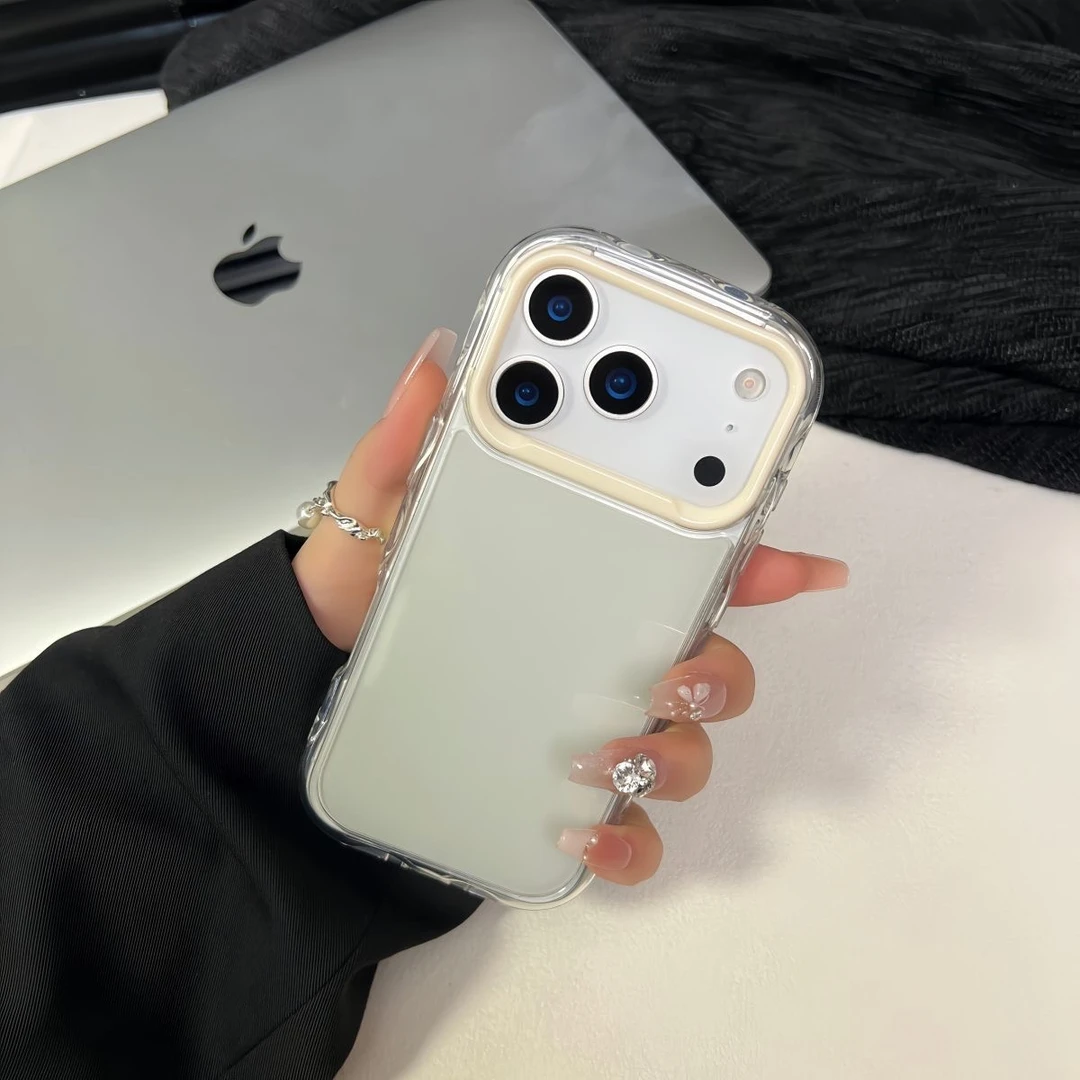 极简风纯色波纹果冻适用iPhone17pro手机壳苹果16大孔15/14二合一