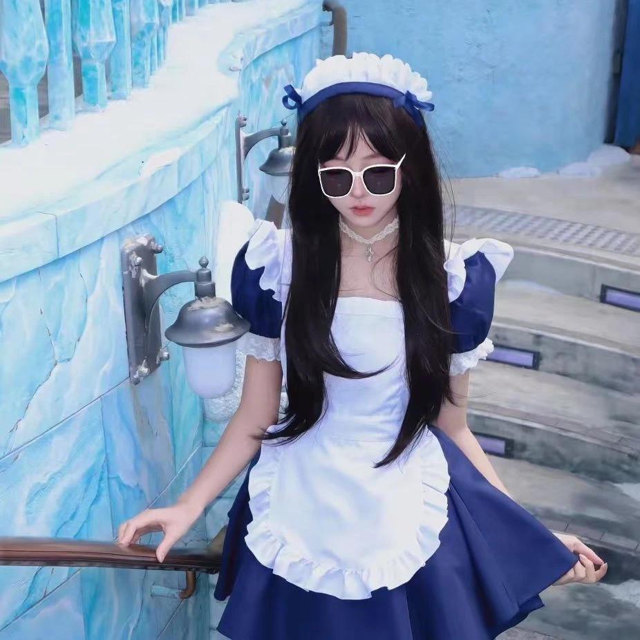 甜美洛丽塔Lolita小众蓬蓬公主裙+日系女仆围裙服夏季新款四件套