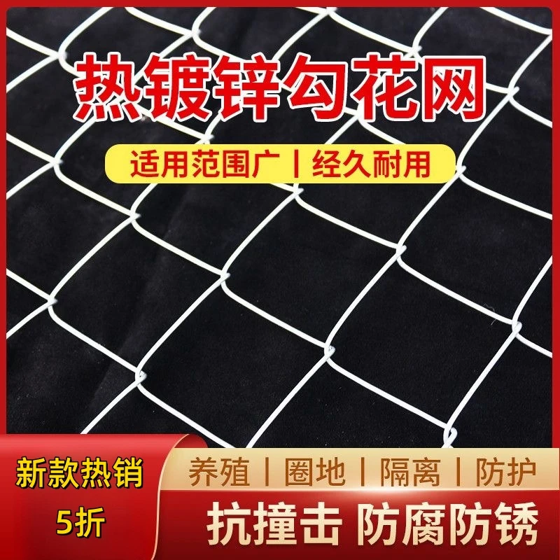 热镀锌铁丝网围栏网养鸡狗牛羊养殖网勾花网钢丝网户外防锈防护网