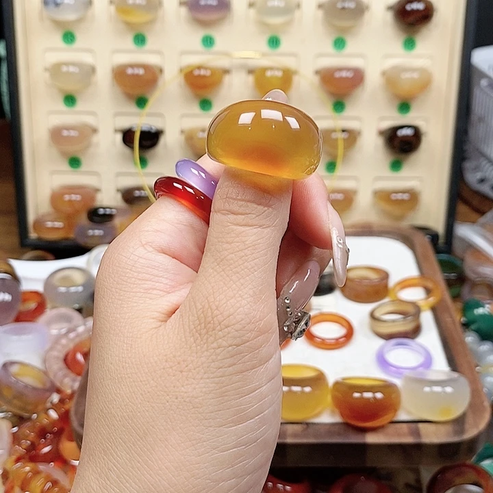 合金戒指玛瑙/玉髓爱**梅