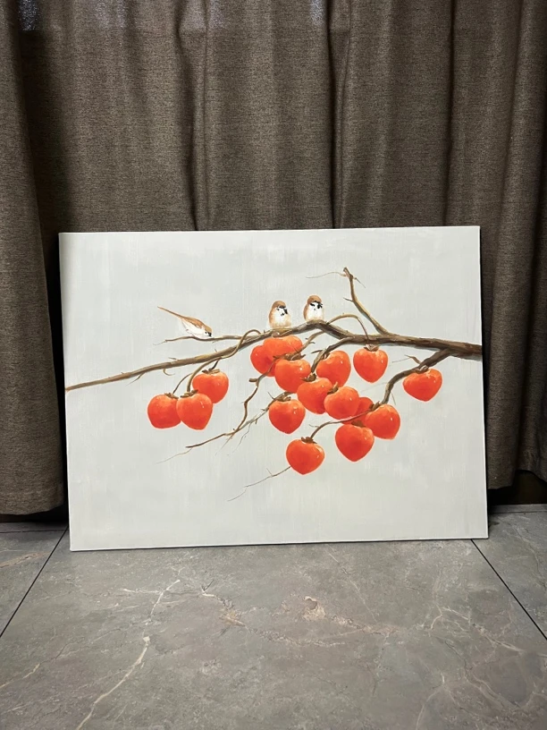 柿柿如意餐厅书房客厅挂画60×80横幅