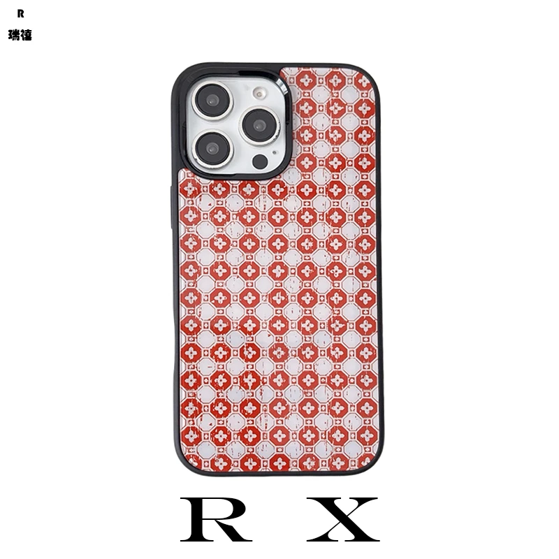 适用苹果16promax磁吸手机壳新款iPhone15女款14格子系列小红花格